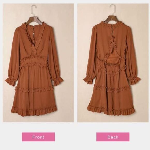 Deep V Neck Mini Dress​ - Picture 5 of 7